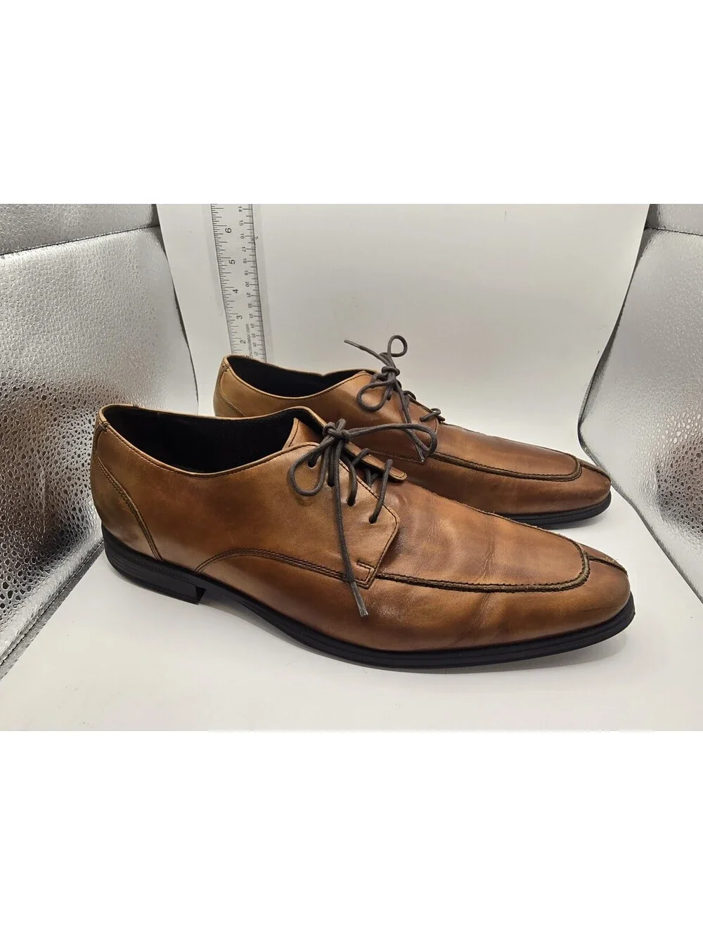 Cole Haan NikeAir Mens 11 M Tan Leather Apron Toe Derby Dress Shoes C09161